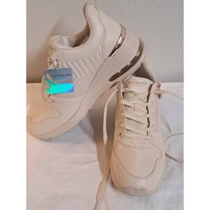 Skechers Street Womens Size 11 Beige Sneakers Air Cooled Memory Foam Zip Lace